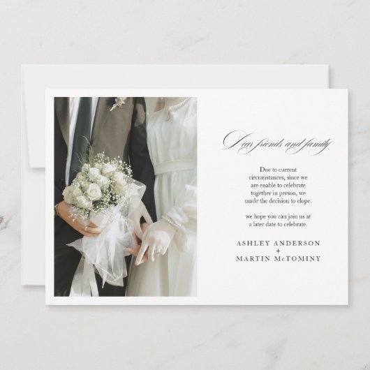 Elegant Love is Patient But We Are Not Elopement Aankondiging (Achterkant)