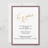 Elegant Love is Patient Mauve Gold Stripe Kaart (Voorkant)