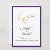 Elegant Love is Patient Paars & Gold Stripe Kaart (Voorkant)