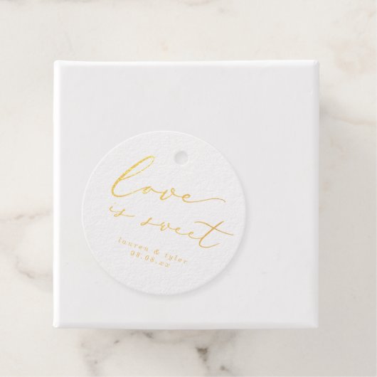 Elegant Love is Sweet Calligraphy Wedding Bedankjes Labels (Met doos)