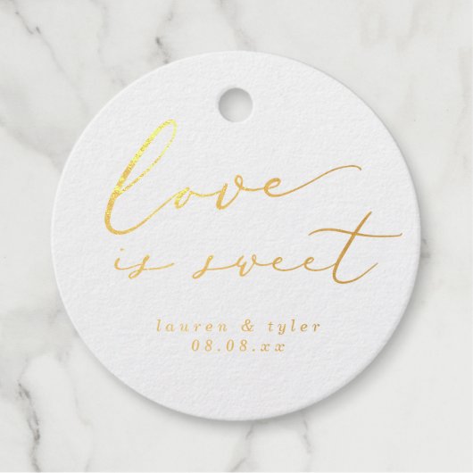 Elegant Love is Sweet Calligraphy Wedding Bedankjes Labels (Voorkant)