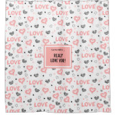 Elegant Love Lettering Heart Sketch Shower Curtain Douchegordijn (Voorkant)