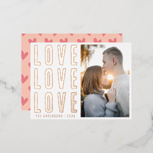 Elegant Love Love Valentijns Family Foto van Elega Folie Feestdagen Briefkaart