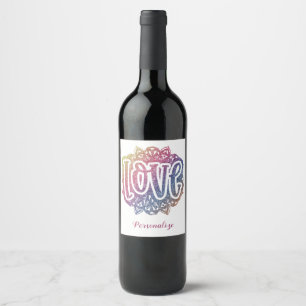 Elegant Love Quote Glitter Sparkle Romance Wijn Etiket