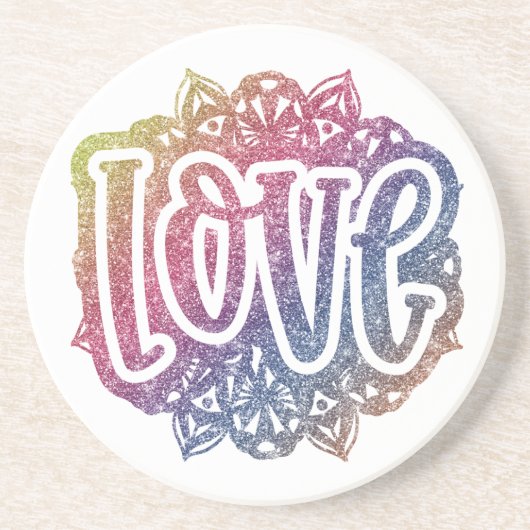 Elegant Love Quote Glitter Sparkle Romance Zandsteen Onderzetter (Voorkant)