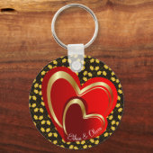 Elegant Love Red Hearts Personalized Weddenschap Sleutelhanger (Voorkant)