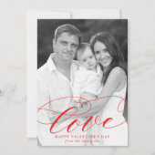 Elegant Love Red Script Valentijnsdag Foto Feestdagenkaart (Voorkant)