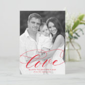 Elegant Love Red Script Valentijnsdag Foto Feestdagenkaart (Staand voorkant)