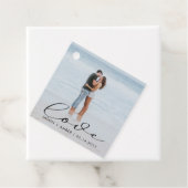 Elegant love script bruiloft foto bedankjes labels (In situ)