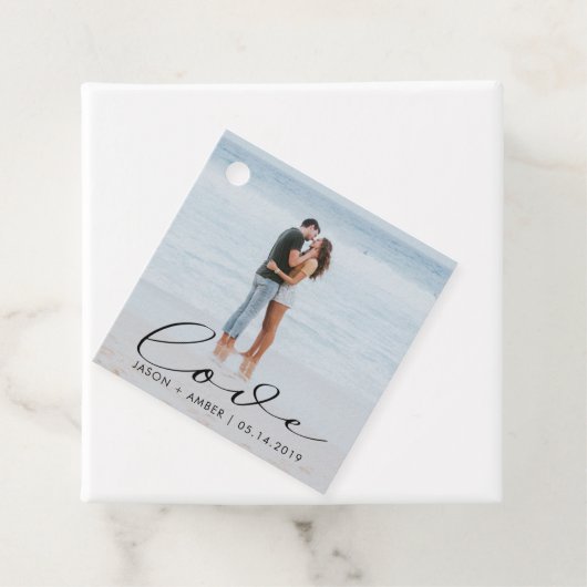 Elegant love script bruiloft foto bedankjes labels (In situ)