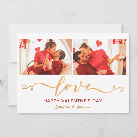 Elegant Love Script Happy Valentine's Day Photo Feestdagenkaart (Voorkant)