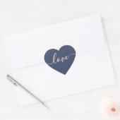 Elegant Love Script Navy Blue & Blush Pink Shadow Hart Sticker (Envelop)