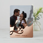 Elegant Love Script Overlay Save the Date 2 Foto Folie Uitnodiging (Staand Voorkant)