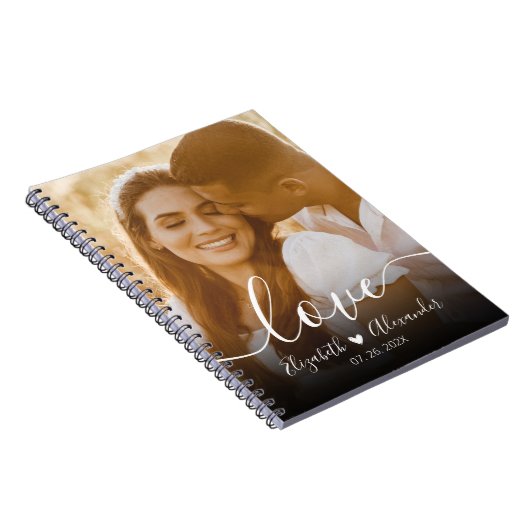 Elegant Love Script Photo Wedding Notitieboek (Rechterzijde)
