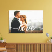 Elegant Love Script Trouwfoto Custom Canvas Afdruk (Insitu (Woonkamer))