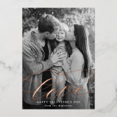 Elegant Love Script Valentijnsdag Foto Folie Feestdagenkaart (Voorkant)