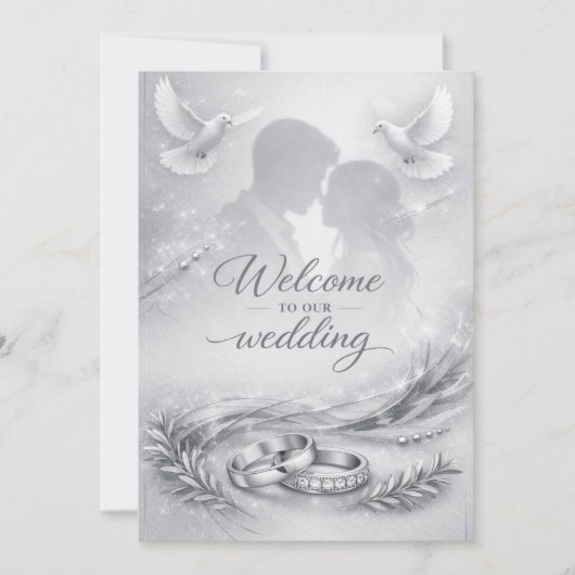 Elegant Love Silhouette Wedding Invitation Kaart (Voorkant)