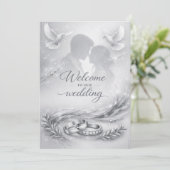 Elegant Love Silhouette Wedding Invitation Kaart (Staand voorkant)