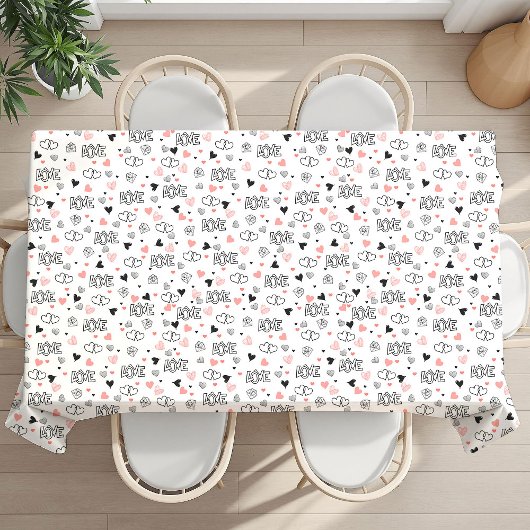 Elegant Love Text Lettering Valentine Tablecloth   Tafelkleed