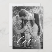Elegant Love White Script Valentijnsdag Foto Feestdagenkaart (Voorkant)