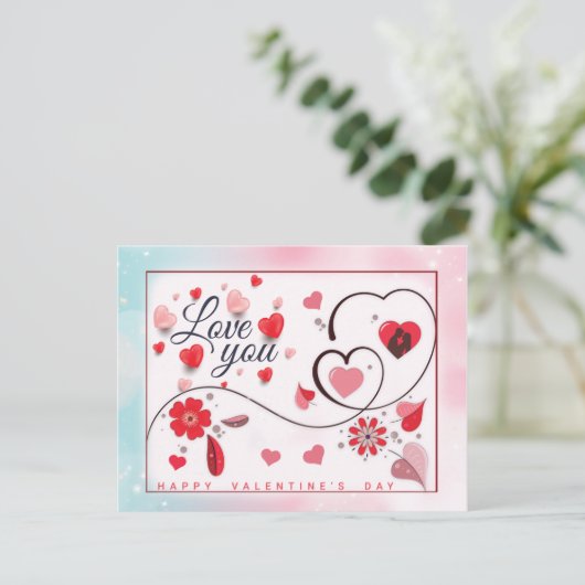 Elegant love you for Valentijnsdag Briefkaart (Staand voorkant)
