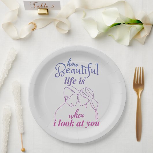 Elegant love you for Valentijnsdag Papieren Bordje (Huwelijk)