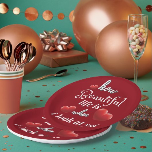 Elegant love you for Valentijnsdag Papieren Bordje (Multi)