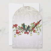 Elegant  Lovebird Red Silver Wedding Kaart (Achterkant)