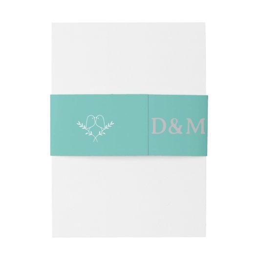 Elegant Lovebirds Invitation Belly Band Uitnodigingen Wikkel (Achterkant Voorbeeld)