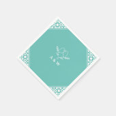 Elegant Lovebirds Monogram in Blauwgroen Servet (Hoek)