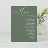 Elegant Lovely calligraphy Wedding green Menu (Staand voorkant)