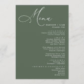 Elegant Lovely calligraphy Wedding green Menu (Voorkant)
