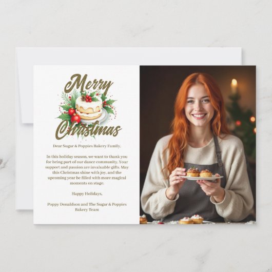 Elegant & Lovely Christmas Cake 2 Photos Business  Feestdagenkaart (Voorkant)