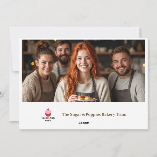 Elegant & Lovely Christmas Cake 2 Photos Business  Feestdagenkaart (Achterkant)