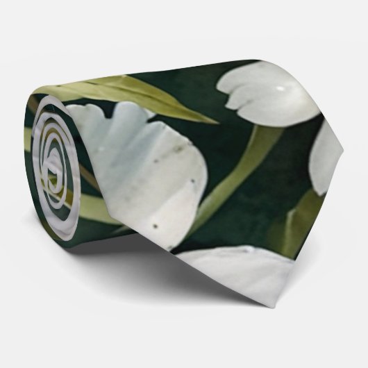 Elegant Lovely White Flowers Watercolor Chic Stropdas (Opgerold)