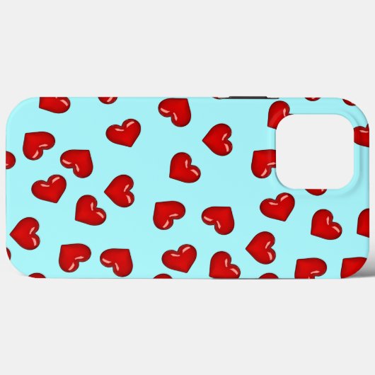 Elegant lovers Rode hartritme op turkooizen blauw Case-Mate iPhone Case (Achterkant (horizontaal))