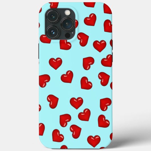 Elegant lovers Rode hartritme op turkooizen blauw Case-Mate iPhone Case (Achterkant)