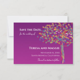 Elegant Lovevogels Cassis Paars Opslaan Datum Save The Date