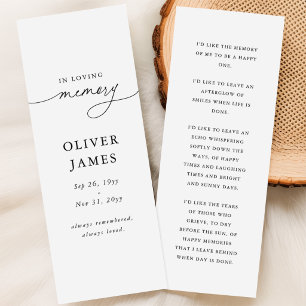 Elegant Loving Memory Funeral Boekleggers Mini Visitekaartjes