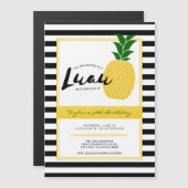 Elegant Luau Pineapple Party Magnetische Uitnodiging (Voorkant / Achterkant)