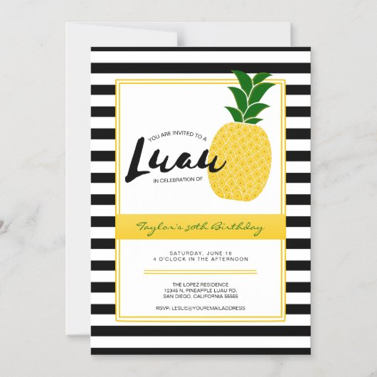 Elegant Luau Pineapple Party Magnetische Uitnodiging (Voorkant)