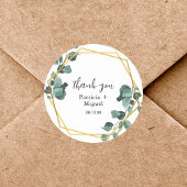 Elegant luchtig groen eucalyptus bruiloft dank u ronde sticker