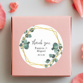 Elegant luchtig groen eucalyptus bruiloft dank u ronde sticker