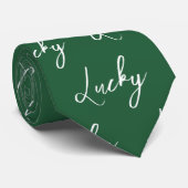 Elegant Lucky Script St Patricks Day Green Pattern Stropdas (Opgerold)