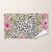 Elegant luipaard Afdrukken en Floral Design Bad Handdoek (Handdoek)