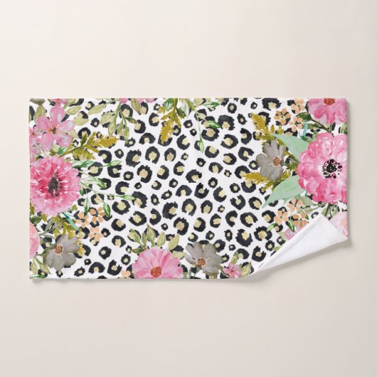 Elegant luipaard Afdrukken en Floral Design Bad Handdoek (Handdoek)