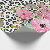 Elegant luipaard Afdrukken en Floral Design Cadeaupapier (Hoek)