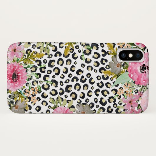 Elegant luipaard Afdrukken en Floral Design Case-Mate iPhone Case (Achterkant (horizontaal))