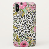 Elegant luipaard Afdrukken en Floral Design Case-Mate iPhone Case (Achterkant)