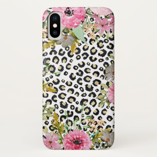 Elegant luipaard Afdrukken en Floral Design Case-Mate iPhone Case (Achterkant)